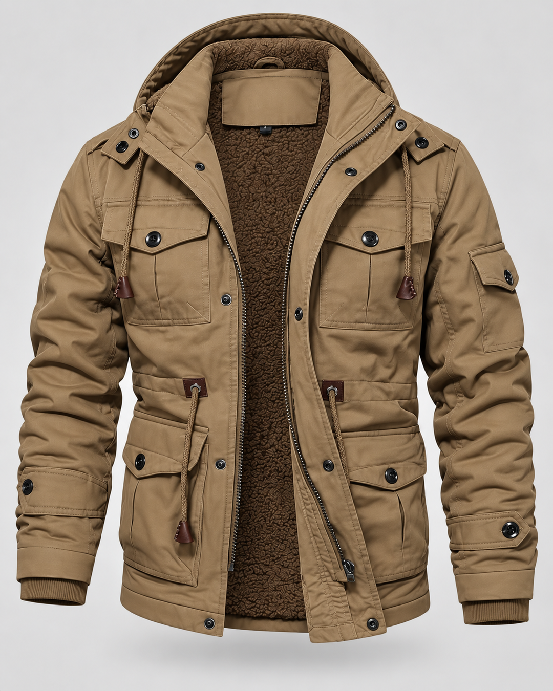 Parka forrada de borreguito multibolsillos