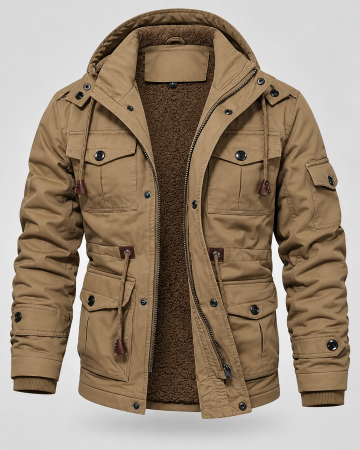 Parka forrada de borreguito multibolsillos