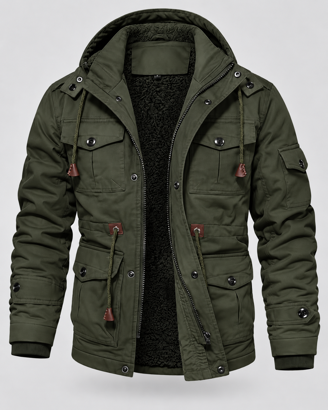 Parka forrada de borreguito multibolsillos
