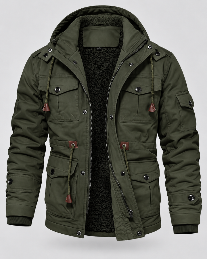 Parka forrada de borreguito multibolsillos