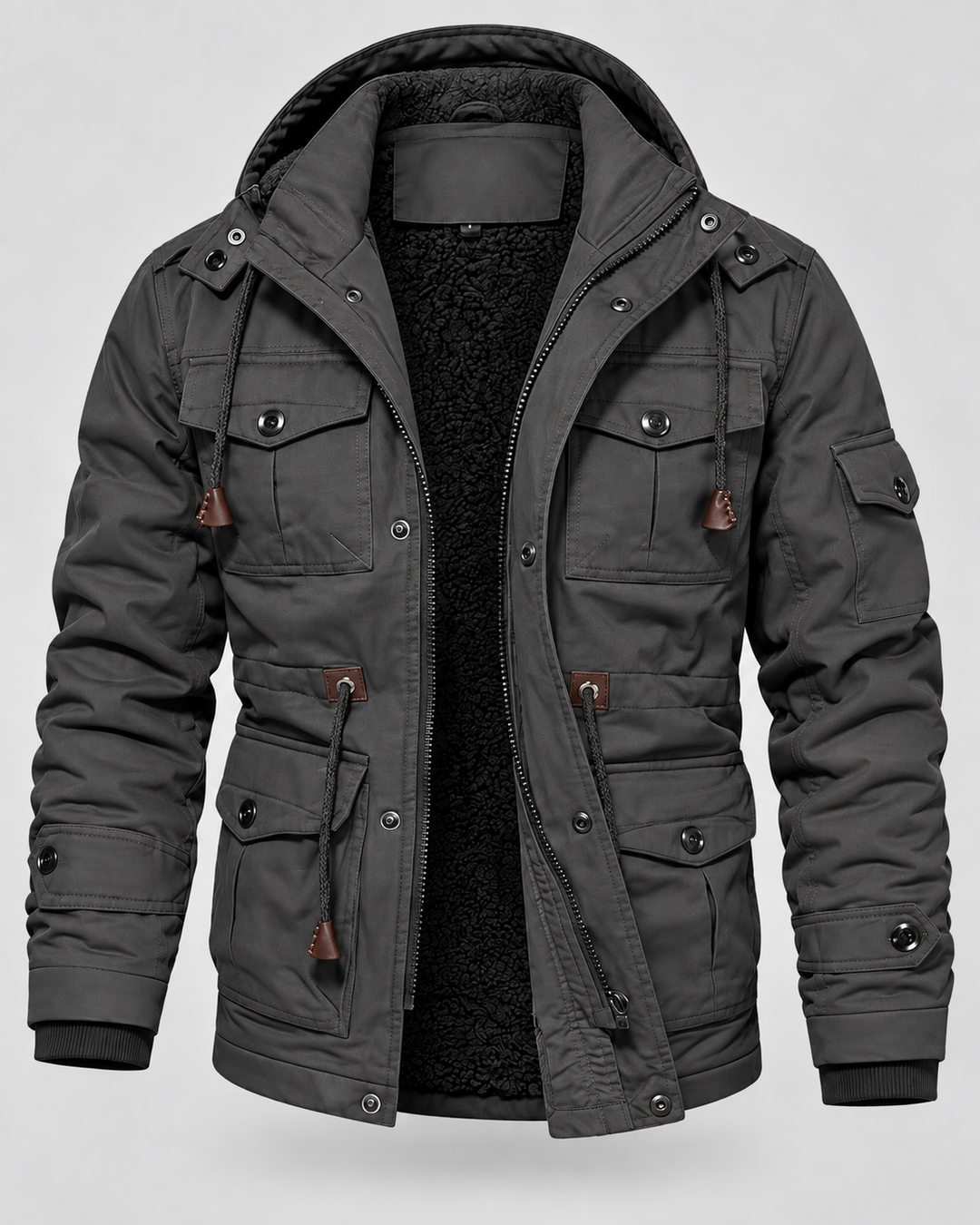 Parka forrada de borreguito multibolsillos