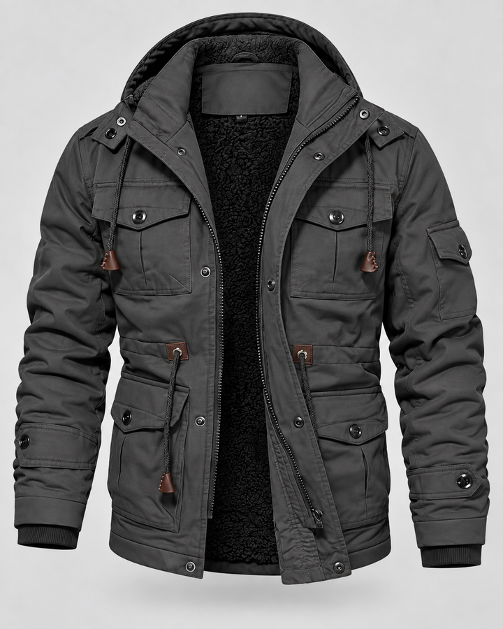 Parka forrada de borreguito multibolsillos