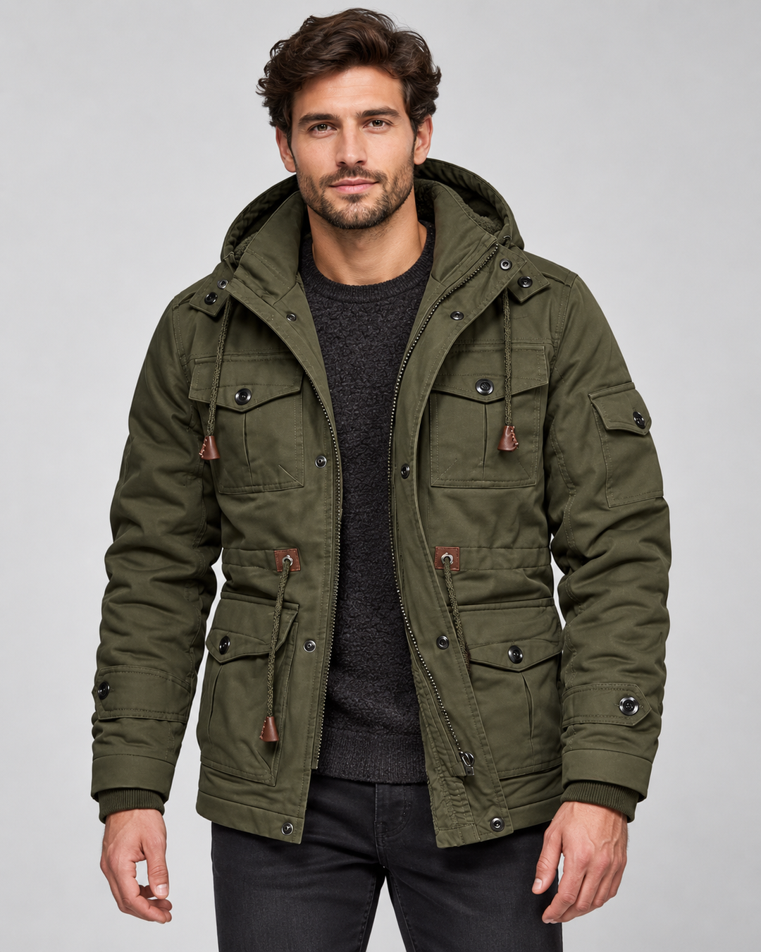 Parka forrada de borreguito multibolsillos