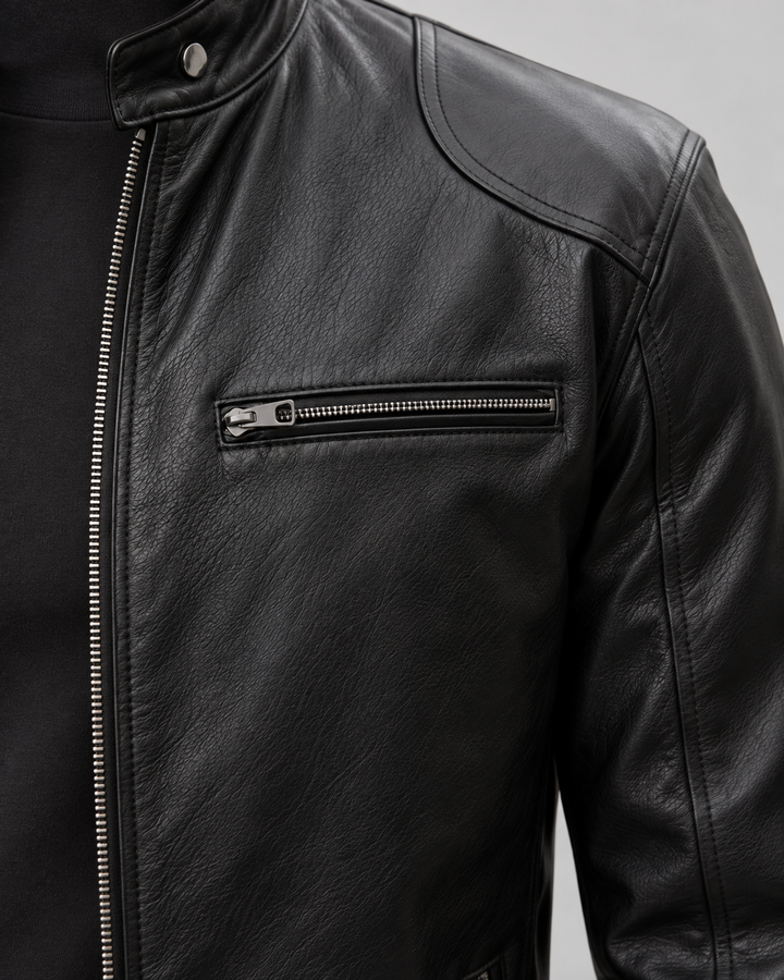 Chaqueta Cafe Racer Efecto Piel Hombre