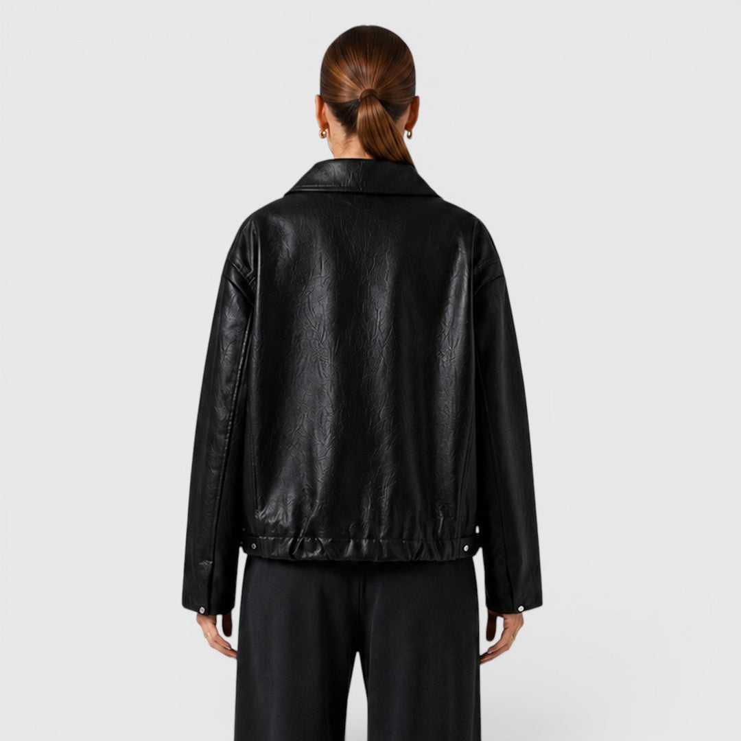 Chaqueta Efecto Piel con Cremallera