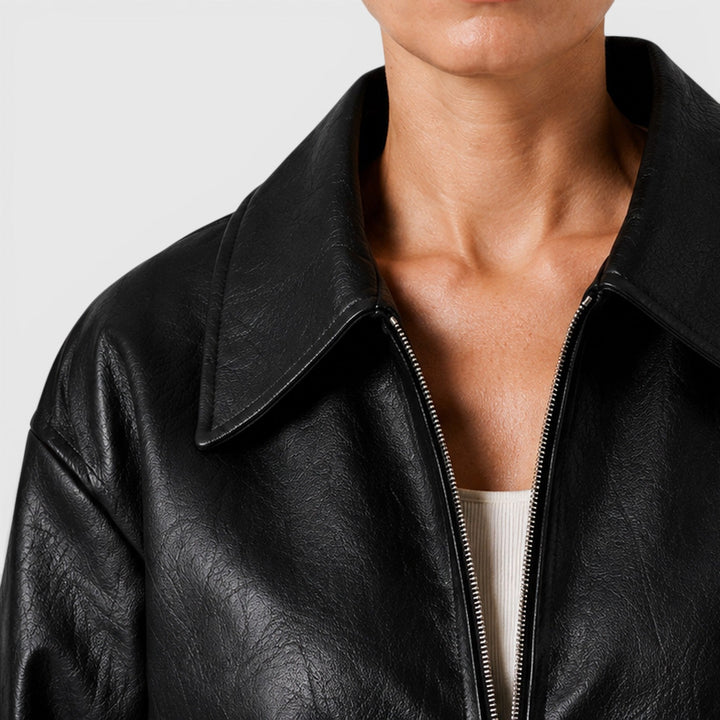 Chaqueta Efecto Piel con Cremallera