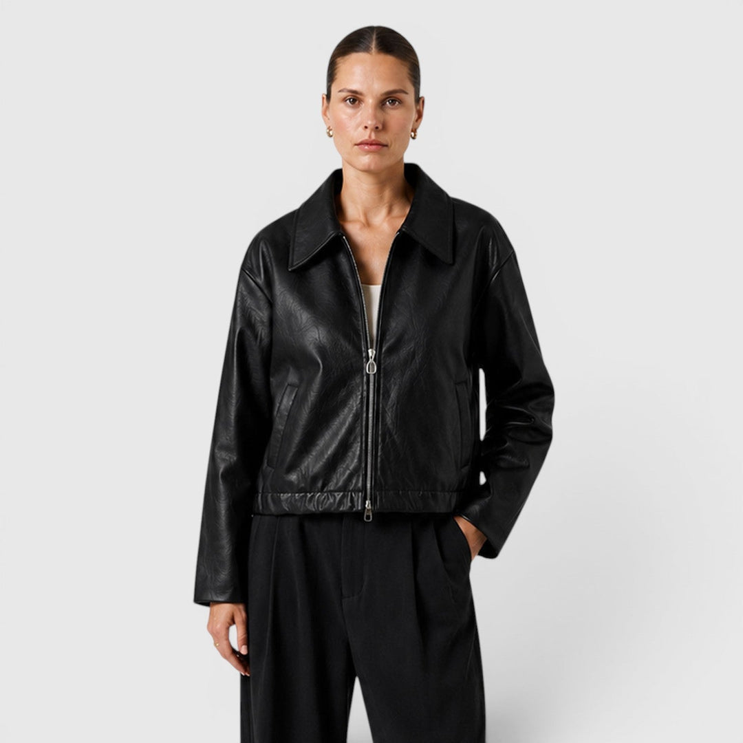Chaqueta Efecto Piel con Cremallera
