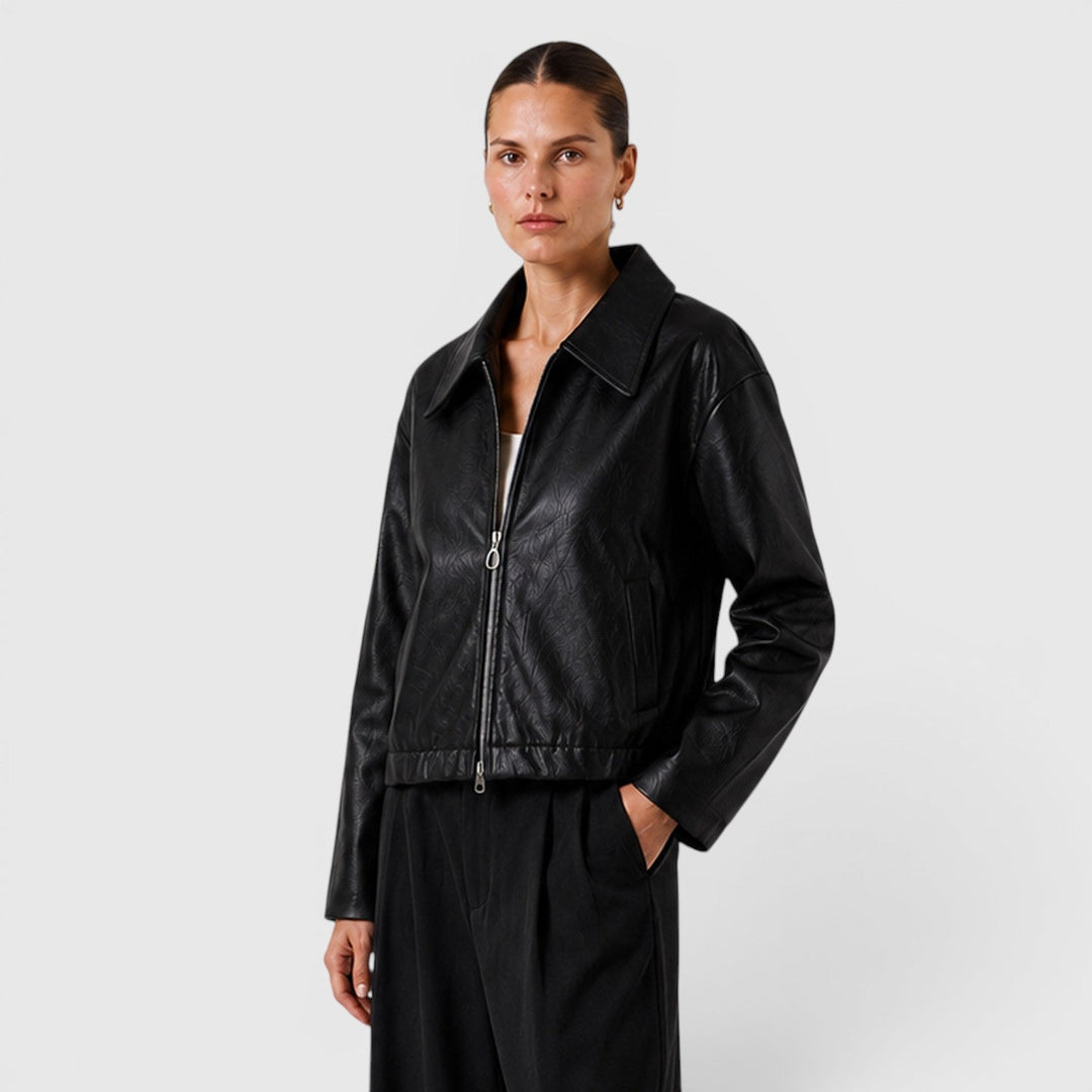 Chaqueta Efecto Piel con Cremallera