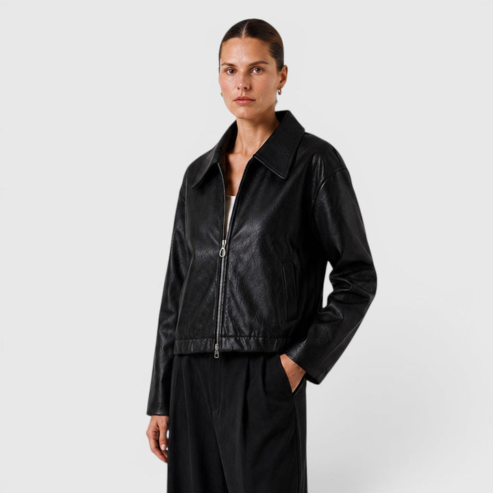 Chaqueta Efecto Piel con Cremallera