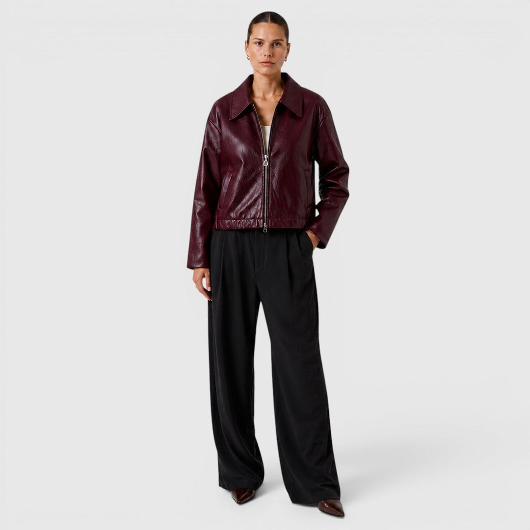 Chaqueta Efecto Piel con Cremallera
