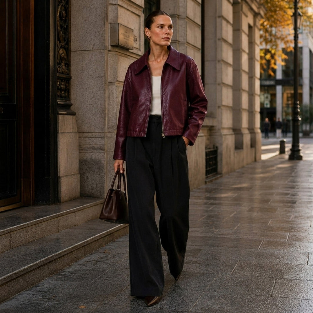 Chaqueta Efecto Piel con Cremallera