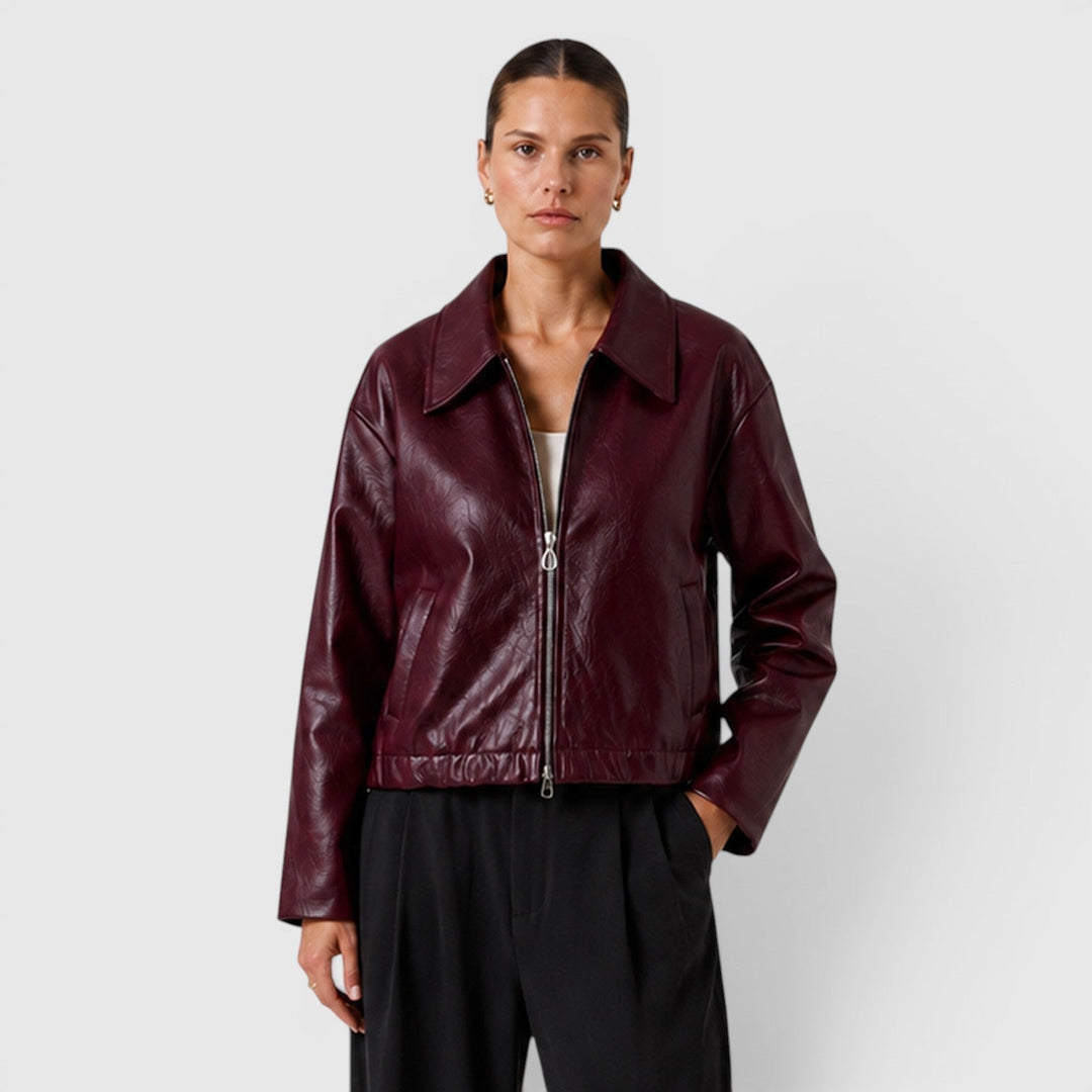 Chaqueta Efecto Piel con Cremallera