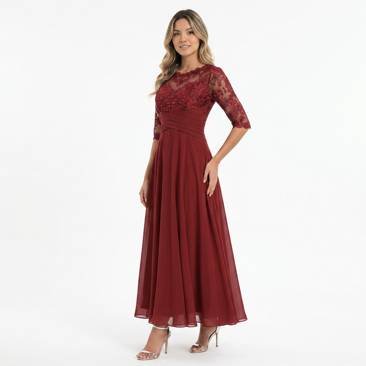 Vestido Encaje - RojoOscuro - CorpoTodo