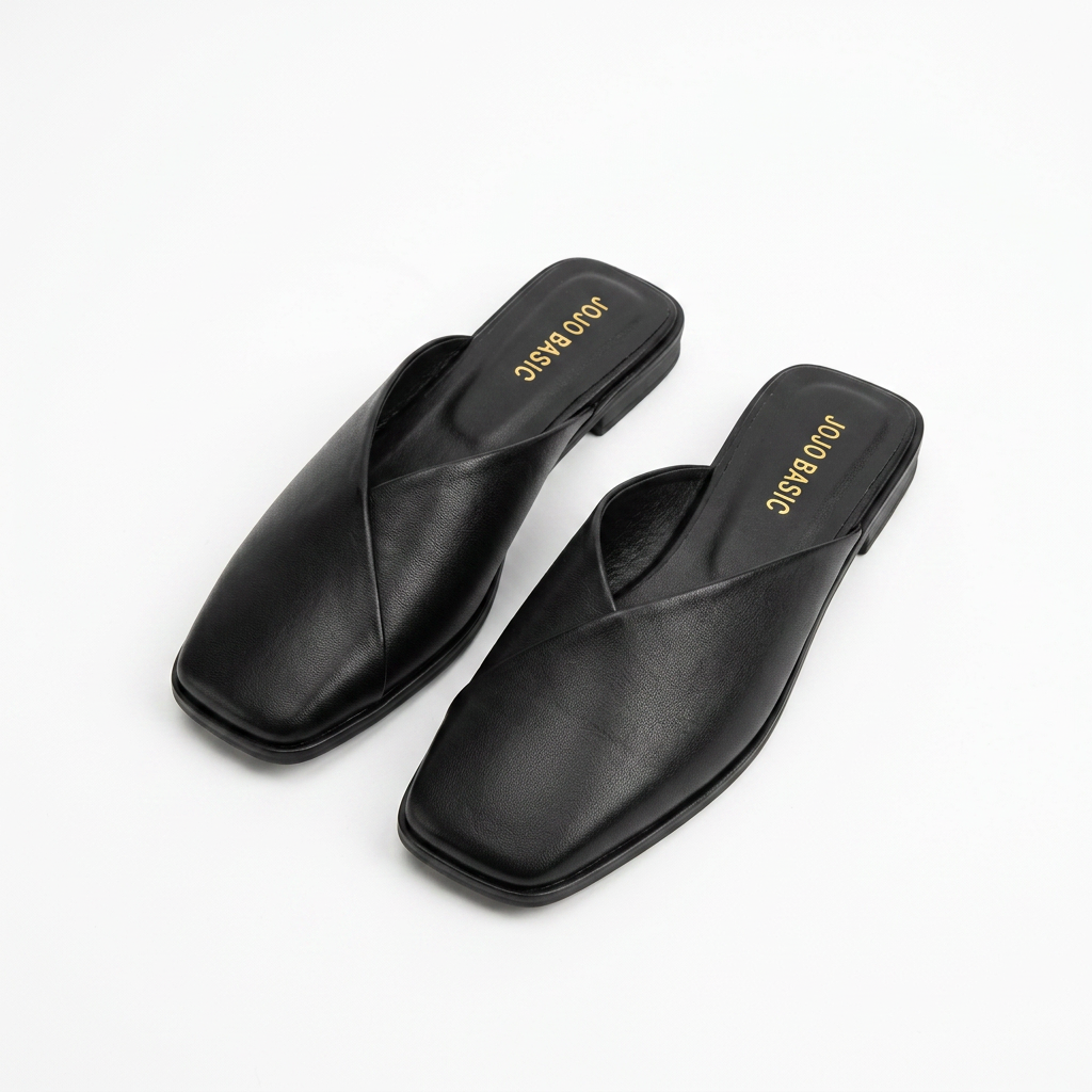 Sandalias Puntera Cuadrada - Negro - Par