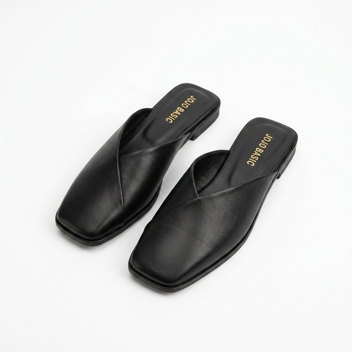 Sandalias Puntera Cuadrada - Negro - Par