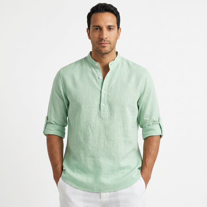 Camisa Lino - VerdeClaro - Frente