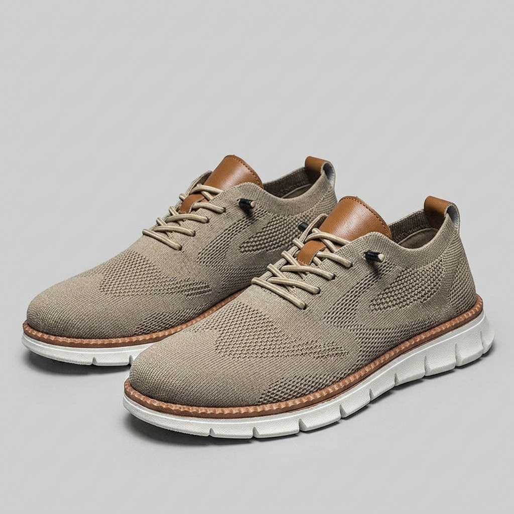 Zapatillas Ligeras Piel Genuina - Beige - Par