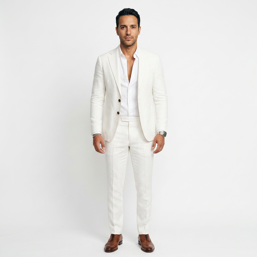 Traje Lino - Blanco - Frente