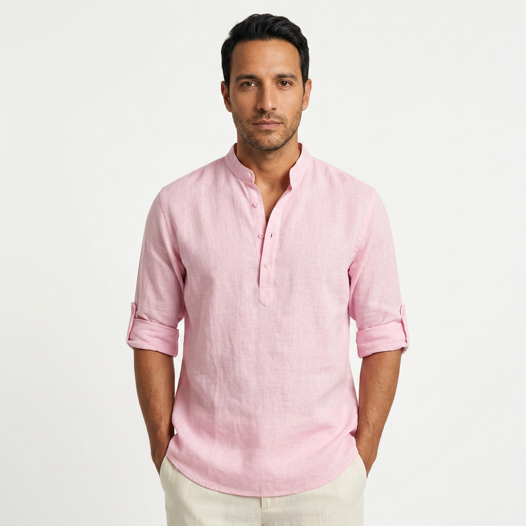 Camisa Lino - Rosa - Frente