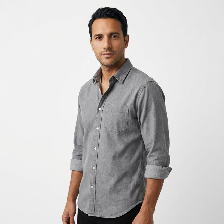 Camisa Vintage - Gris - Lado