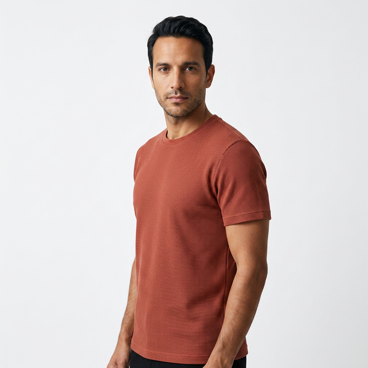 Camiseta Waffle - Rojo - Lado