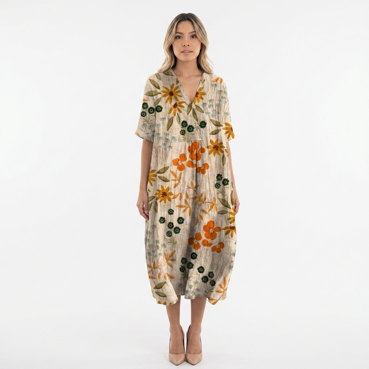 Vestido Escote V - Floral14 - Frente