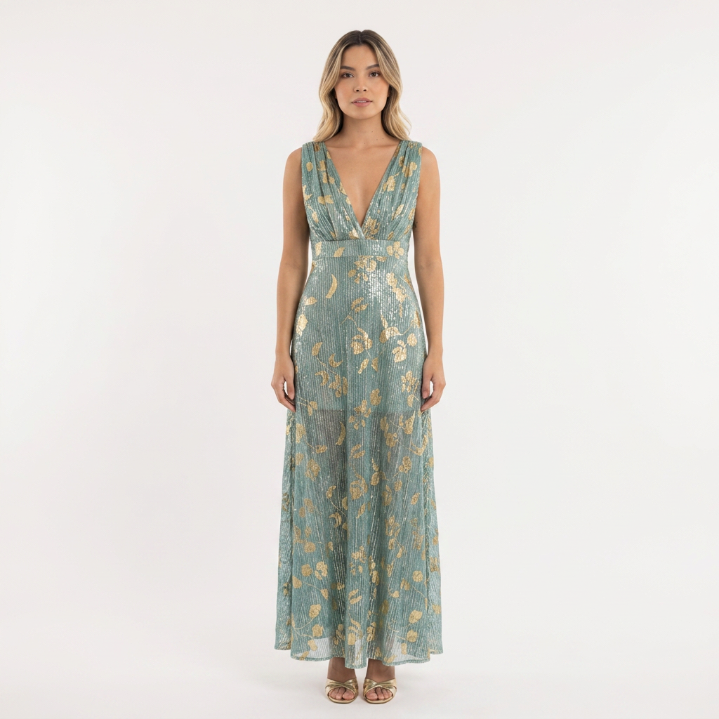 Vestido Lentejuelas - Verde - Frente