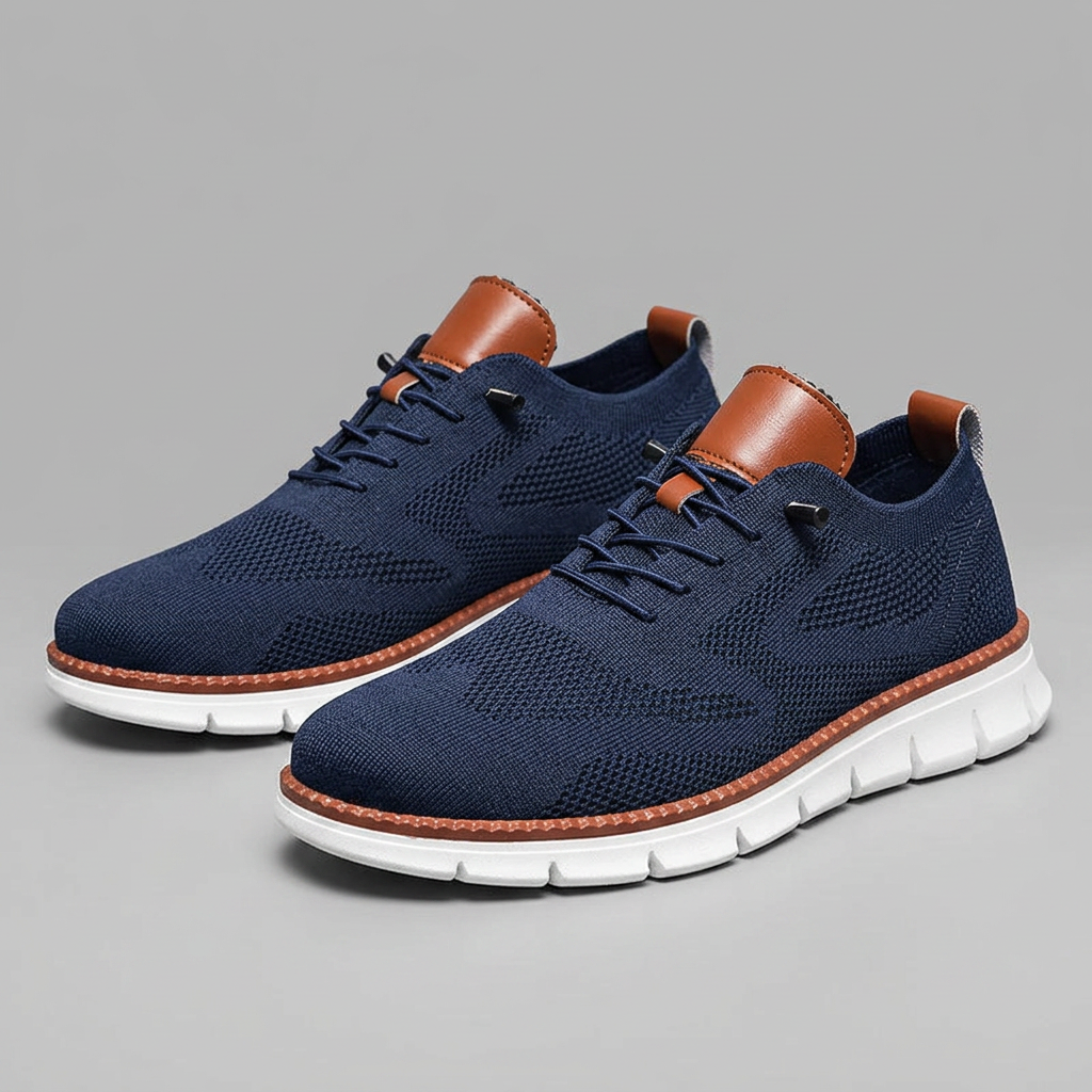 Zapatillas Ligeras Piel Genuina - Azul - Par