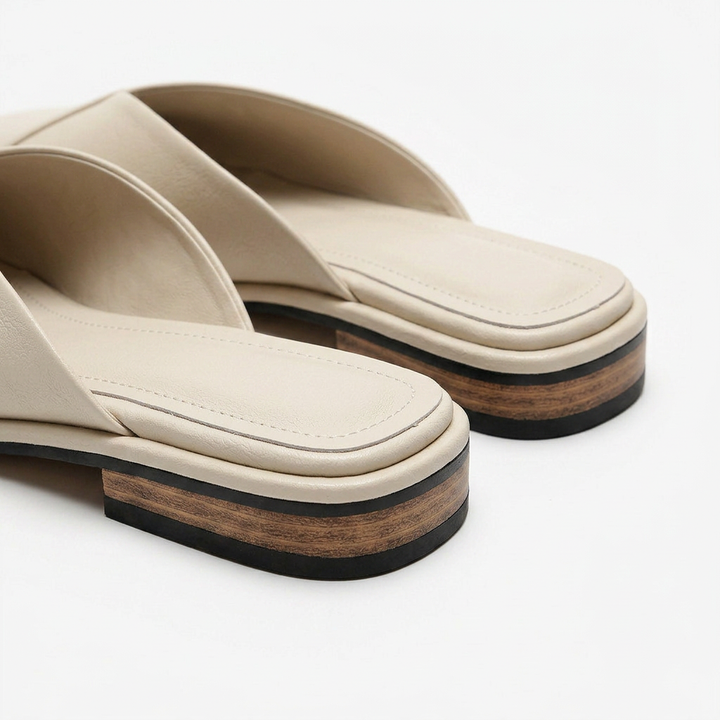 Sandalias Puntera Cuadrada - Beige - Pormenor