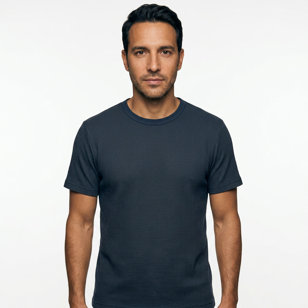 Camiseta Waffle - AzulMarino - Frente