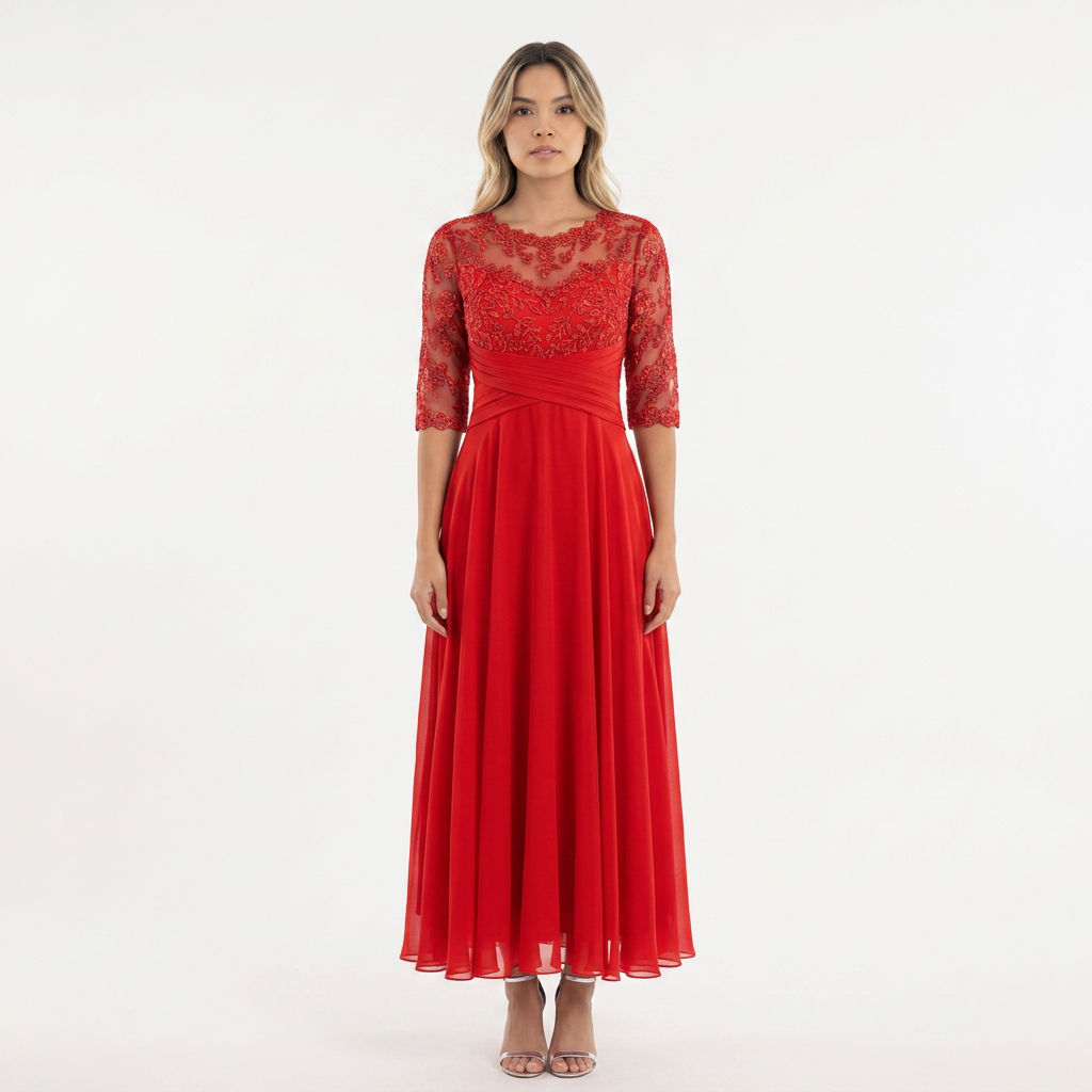 Vestido Encaje - Naranja - Frente