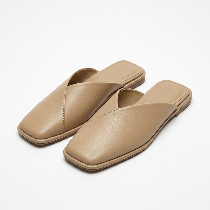 Sandalias Puntera Cuadrada - Caqui - Par