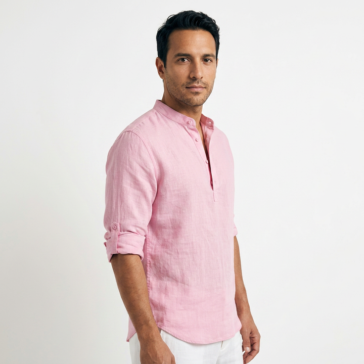 Camisa Lino - Rosa - Lado