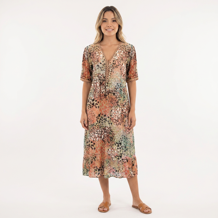 Vestido Estampado - BeigeArena - Frente