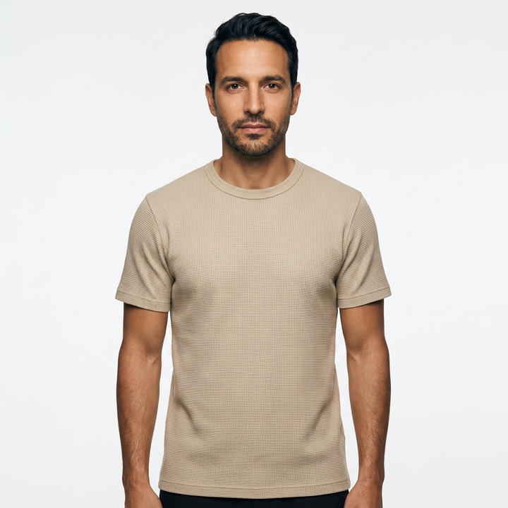 Camiseta Waffle - Beige - Frente