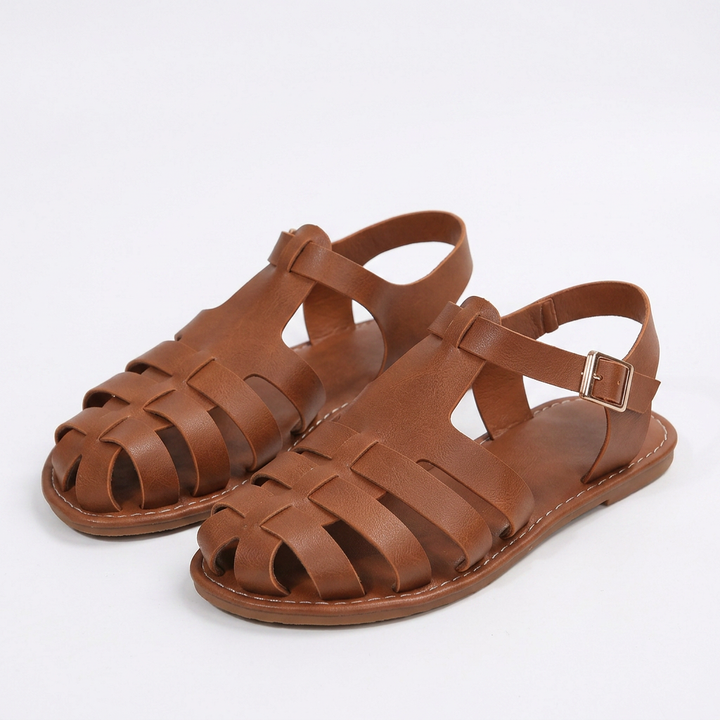 Sandalias Piel Casual - Marron - Par