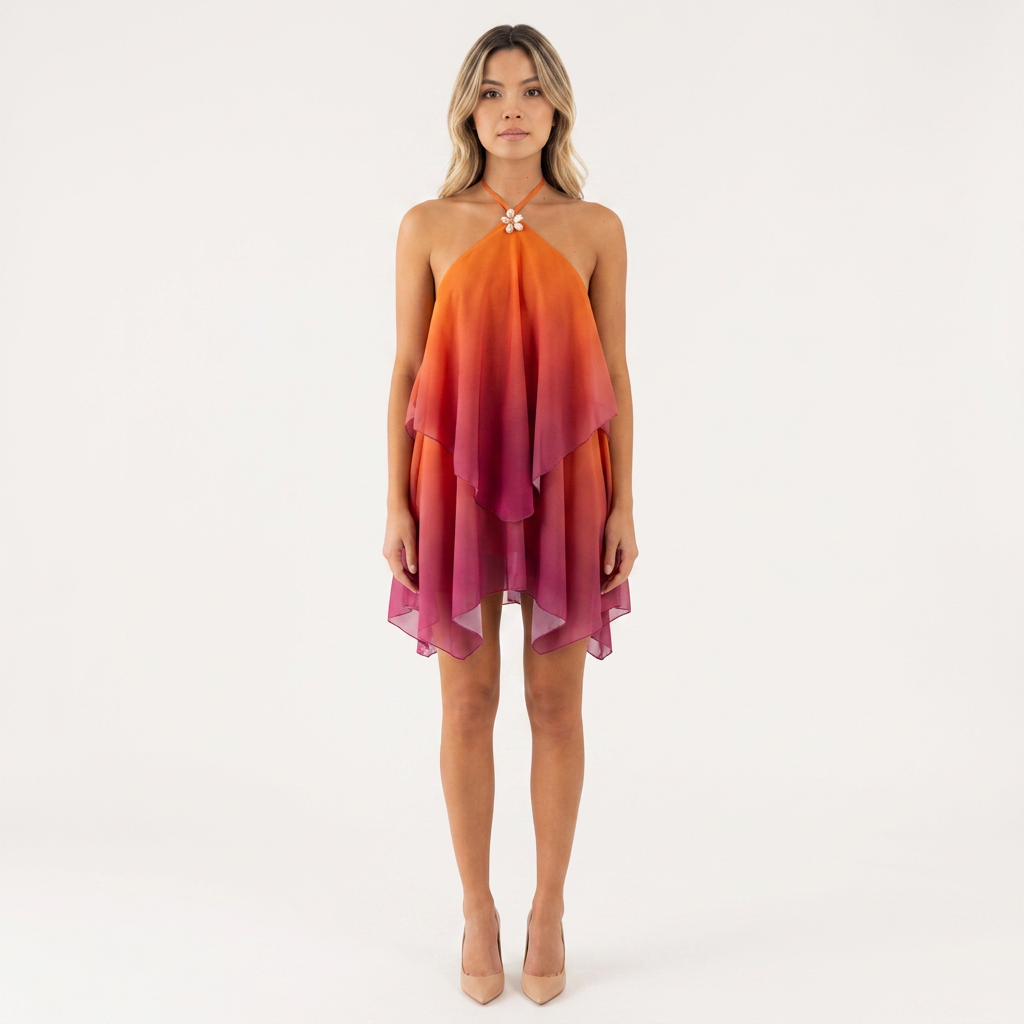 Vestido Halter - Naranja - Frente