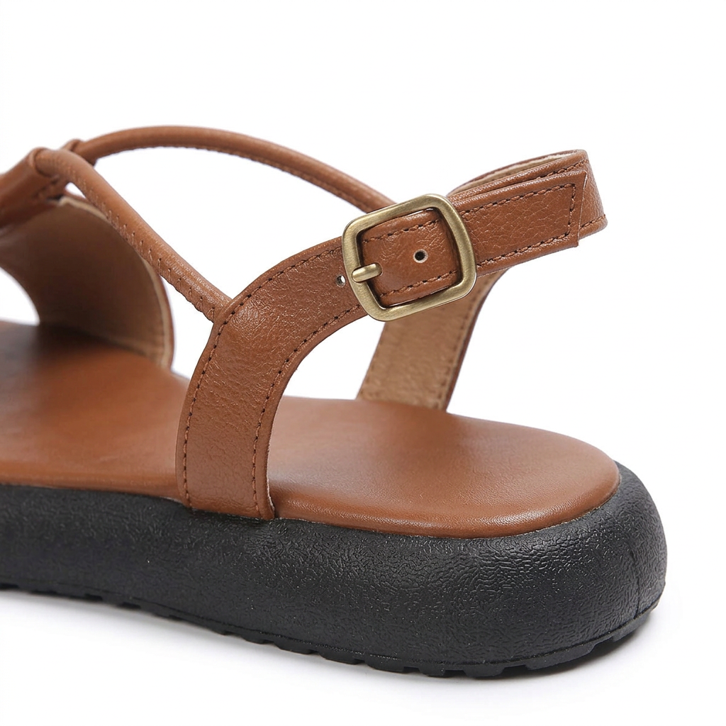 Sandalias Puntera Redonda - Marron - Pormenor