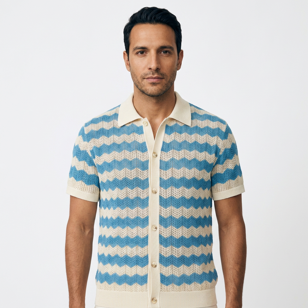 Camisa Crochet - Azul - Frente