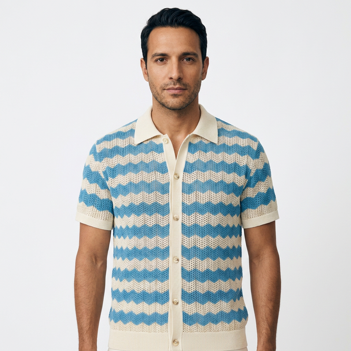 Camisa Crochet - Azul - Frente