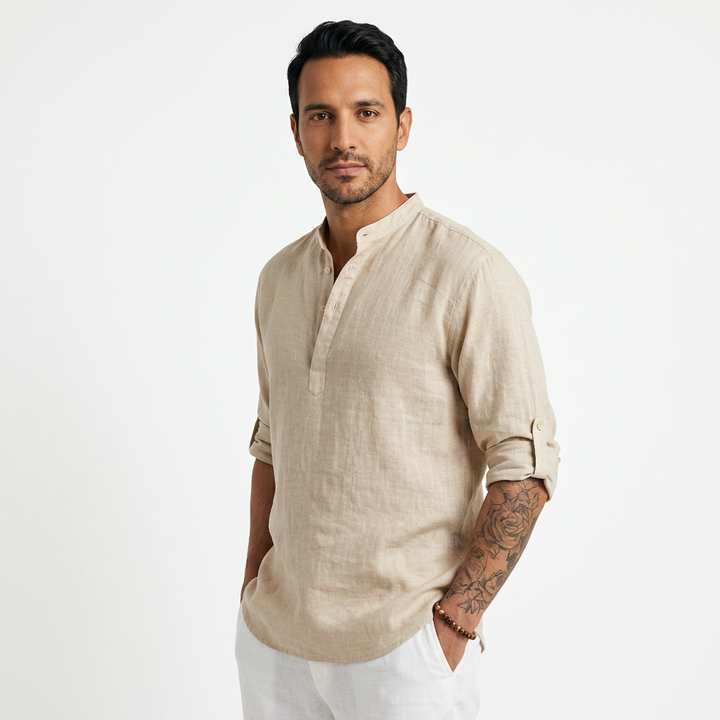 Camisa Lino - Beige - Lado