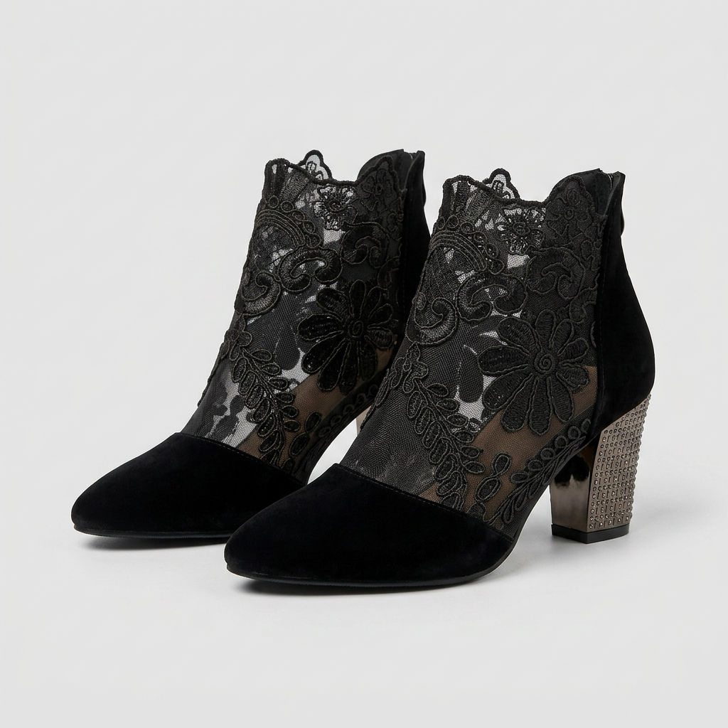 Tacones Encaje - Negro - Par