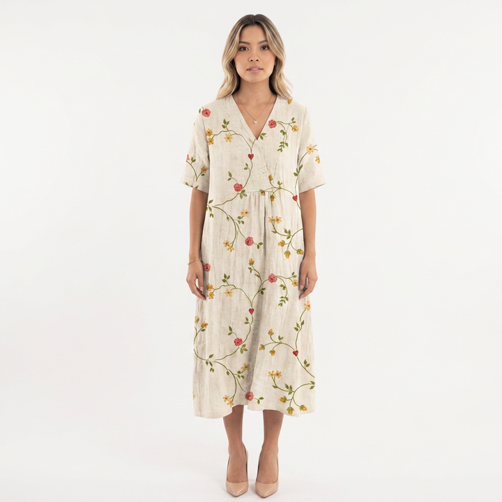 Vestido Escote V - Floral10 - Frente