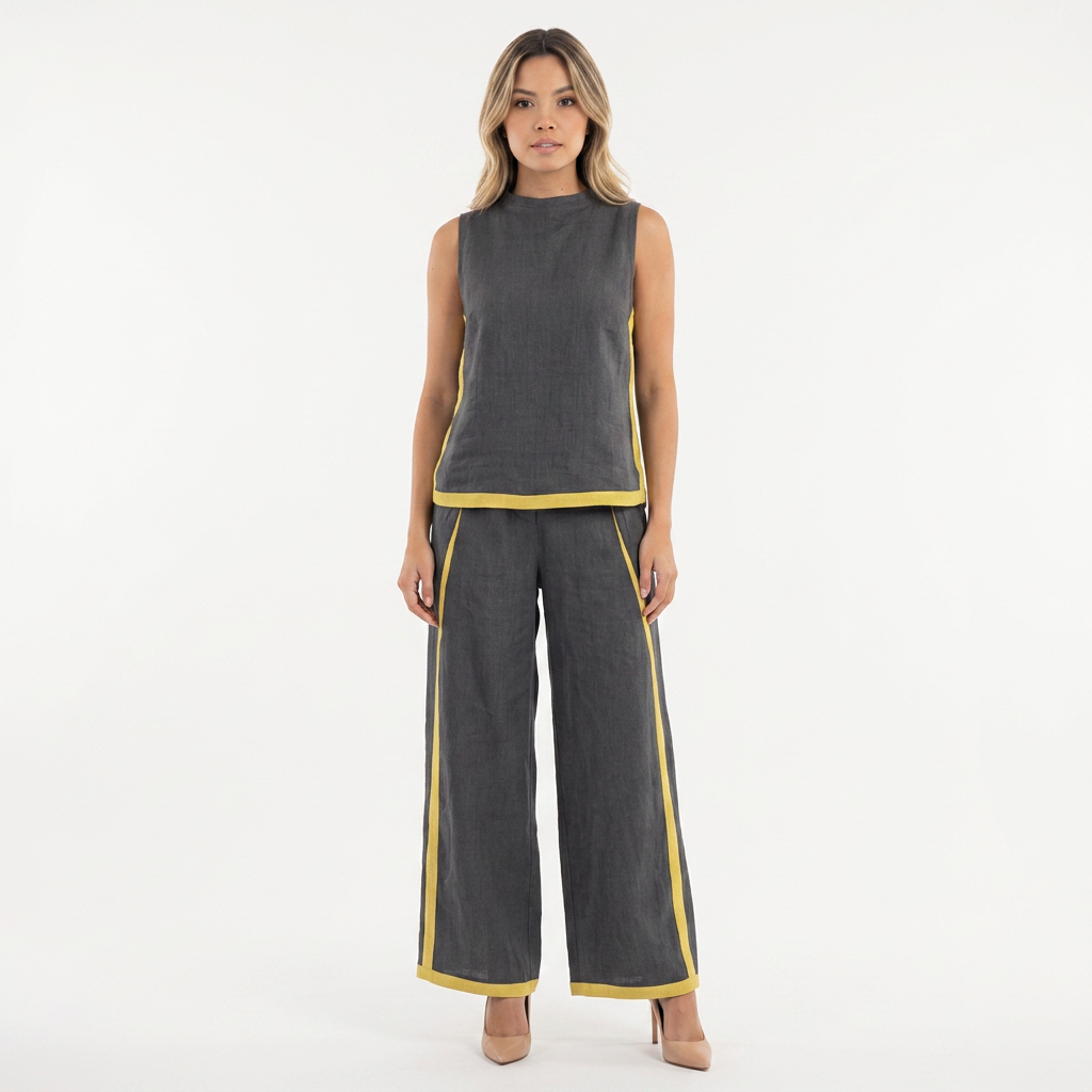 Conjunto Top Pantalon - Gris - Frente