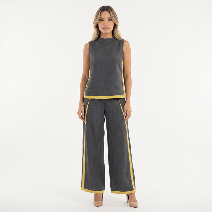 Conjunto Top Pantalon - Gris - Frente