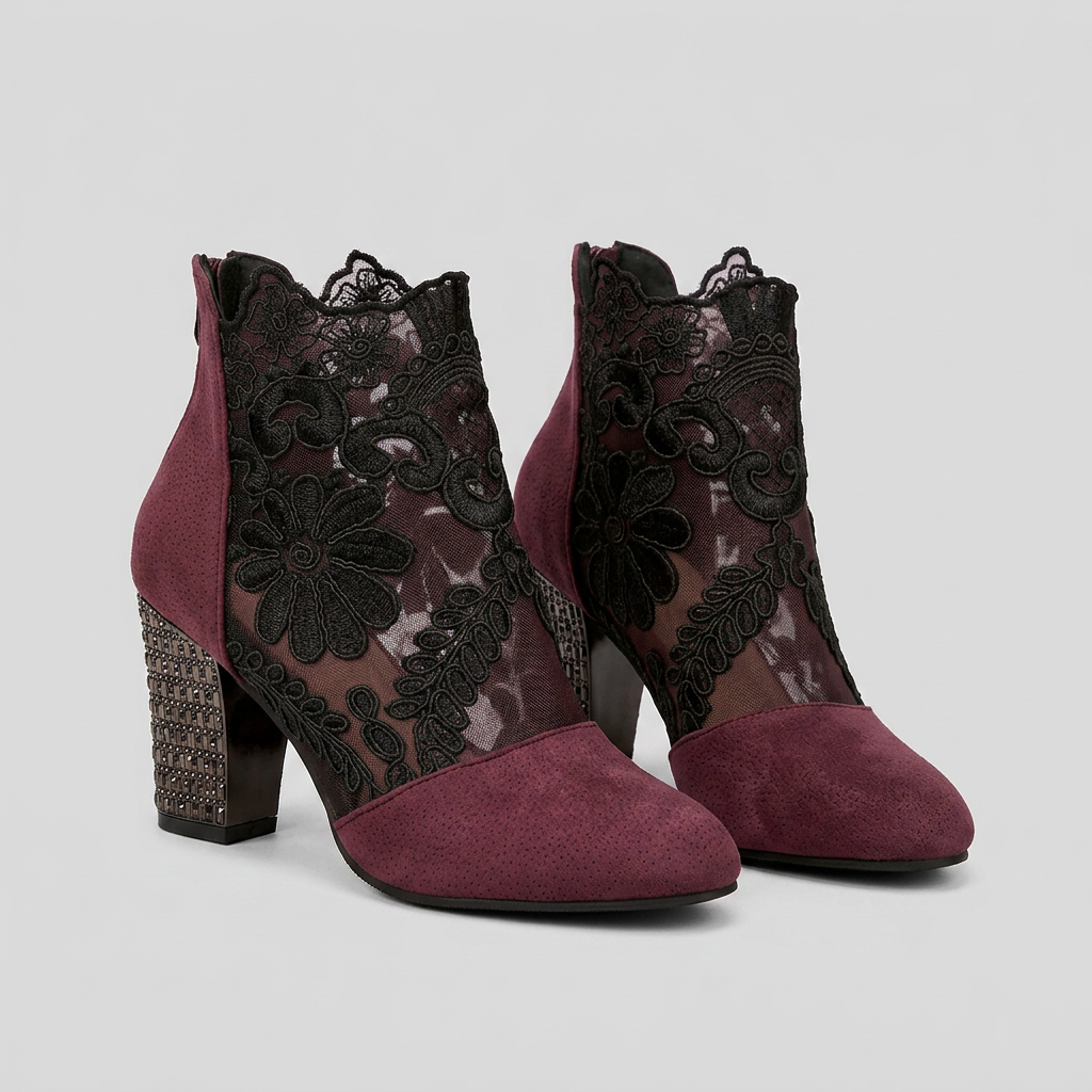Tacones Encaje - Rojo - Par