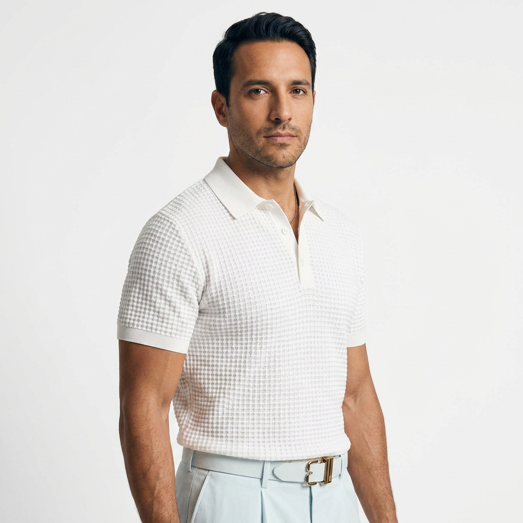 Camisa Waffle - Blanco - Lado