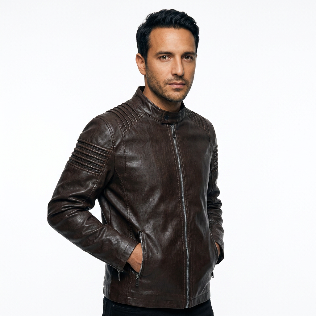 Chaqueta Moto - Marron - Lado