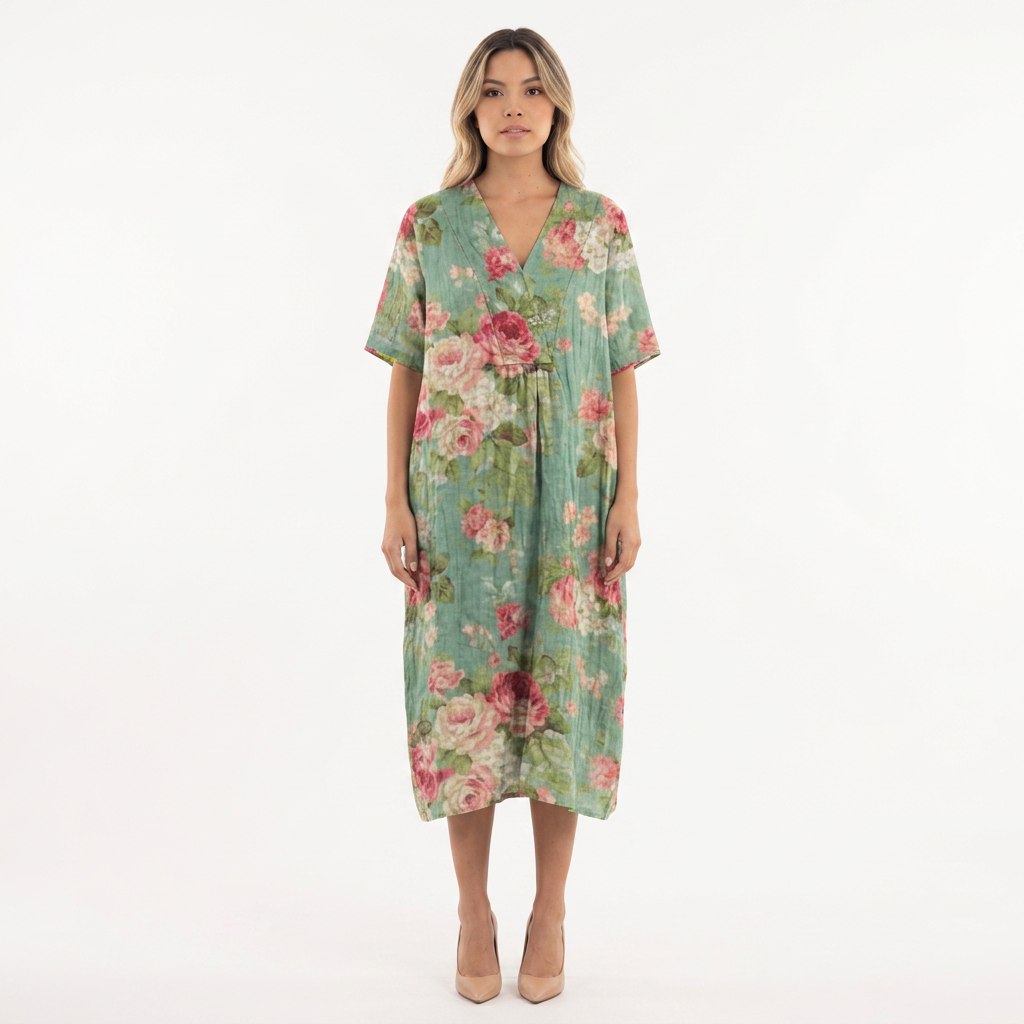 Vestido Escote V - Floral7 - Frente