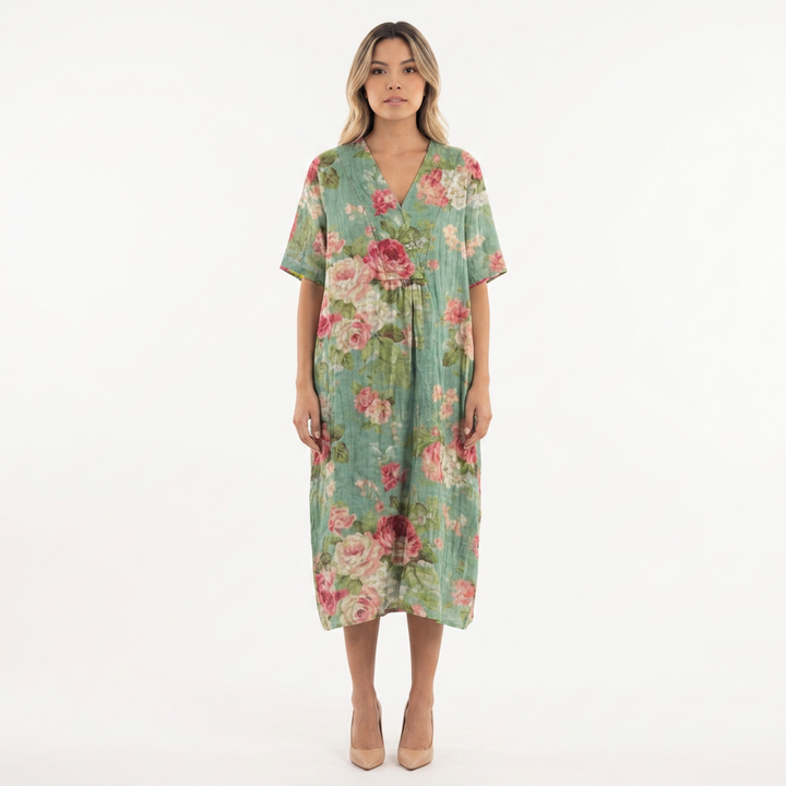 Vestido Escote V - Floral7 - Frente